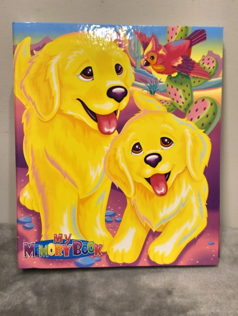 Vintage Lisa Frank Casey Caymus Golden Retrievers Memory Book Binder w/ Stickers